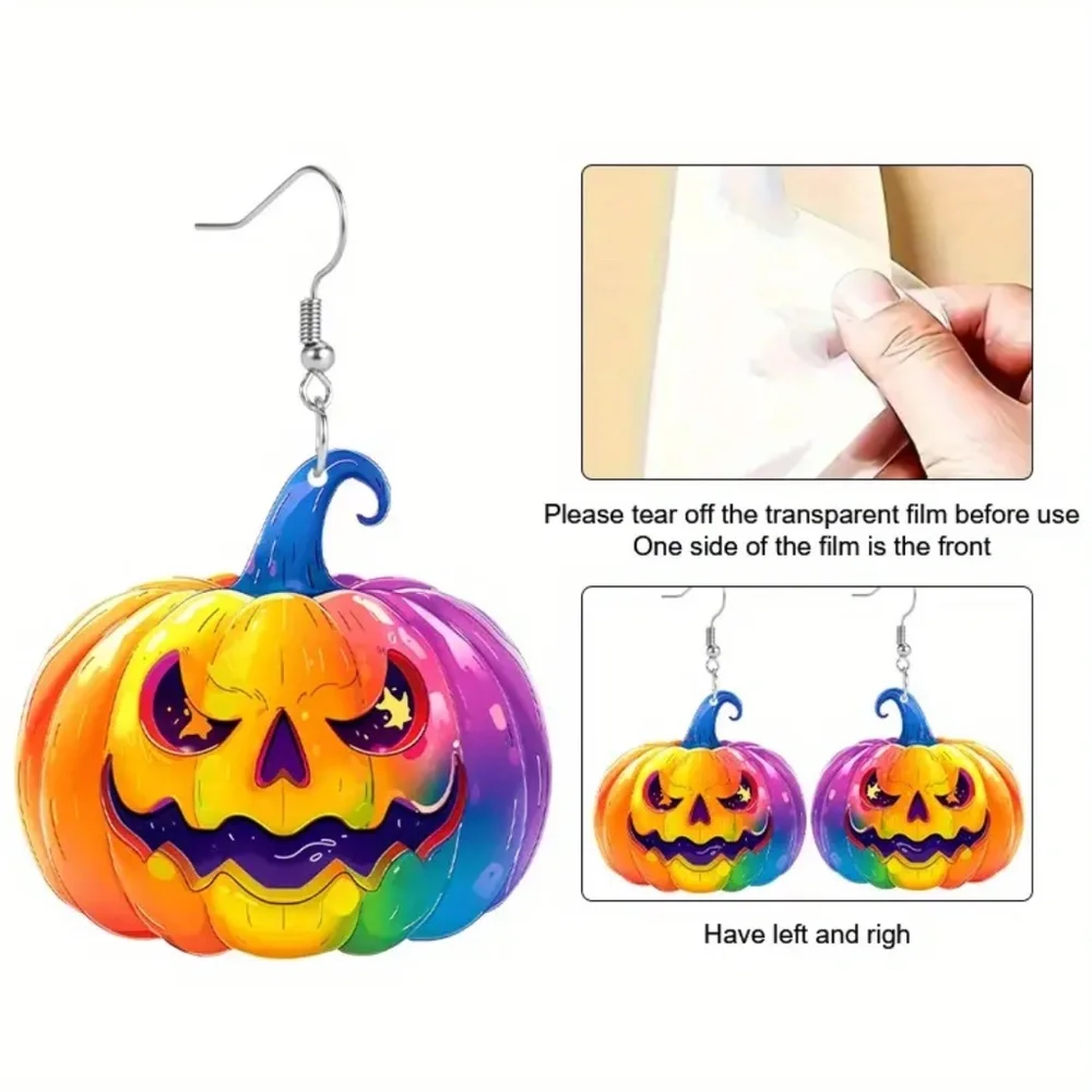 NWT! Really Cool Colorful Lisa Frank Style Jack o’ Lantern Pierced Earrings!
